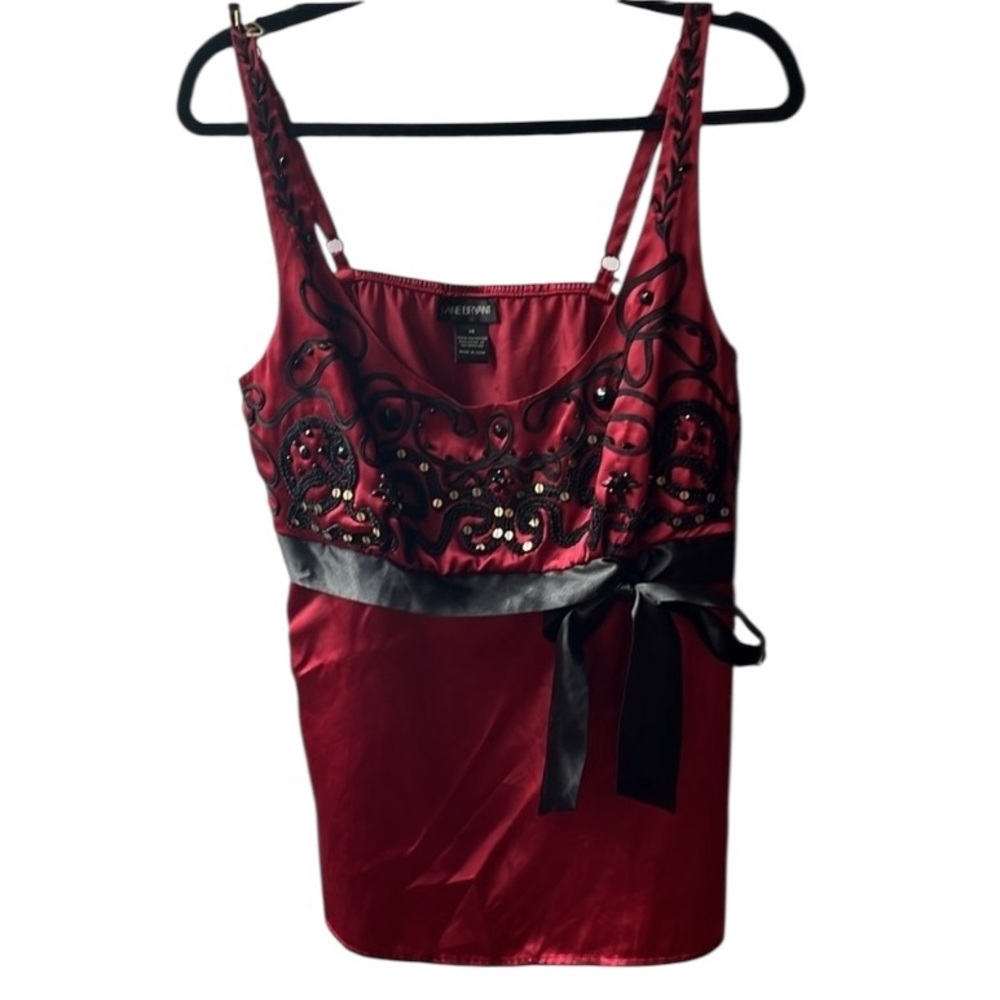 Venezia size 14 dark Red and Black Embellished Sleeveless camisole